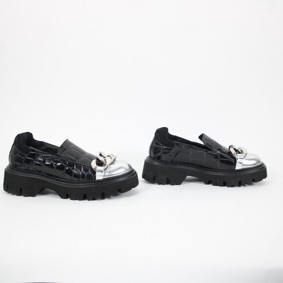 No 21 Trainer Sz Sz 40 Black Silver Crocodile Upper Leather 2\